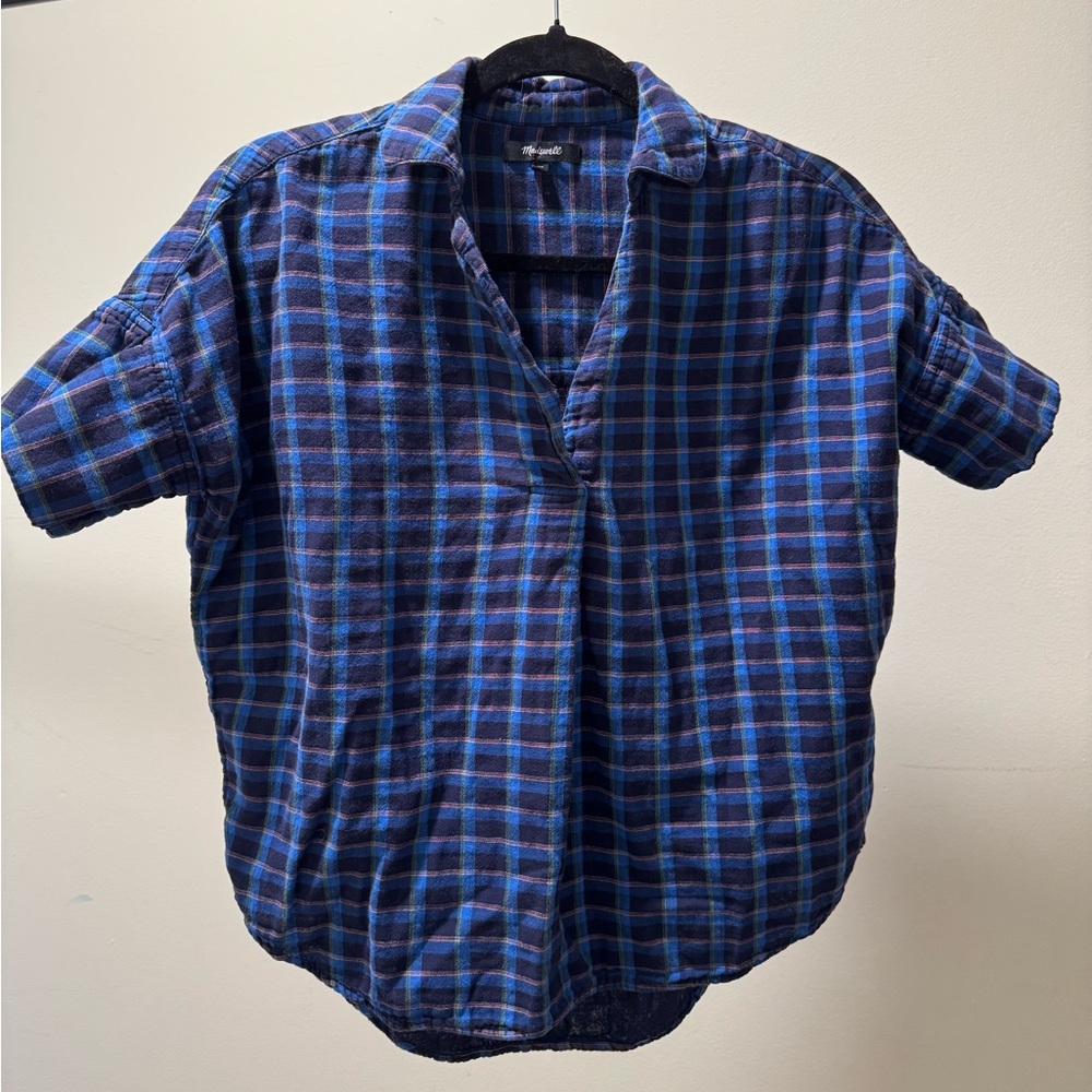 Madewell Navy and Blue Plaid Casual Shirt